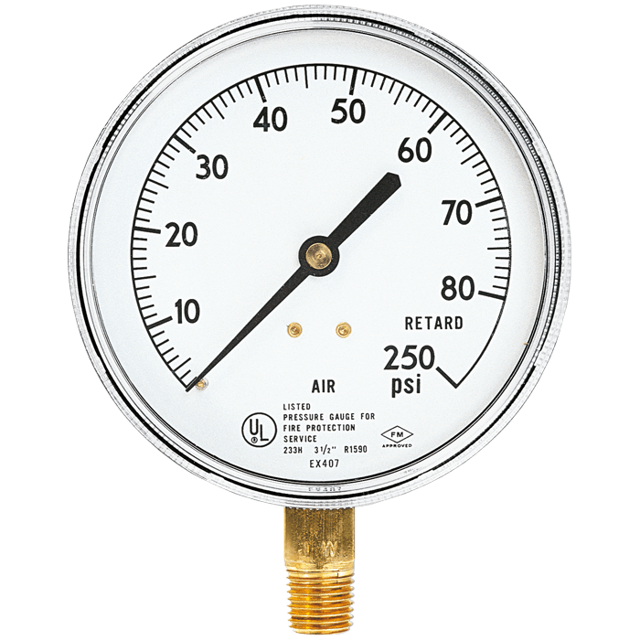Air/Water/Retard Gauge - 0-80/250 psi SG1 RS Steel