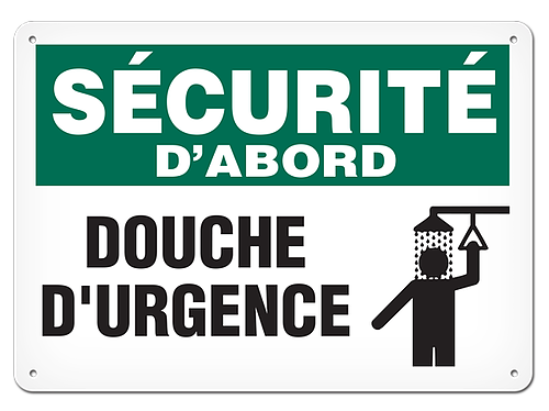 OSHA Safety Sign | Securite D'abord Douche D'Urgence | INCOM SSF5003V, SSF5003A, SSF5003P, SCF5003V…
