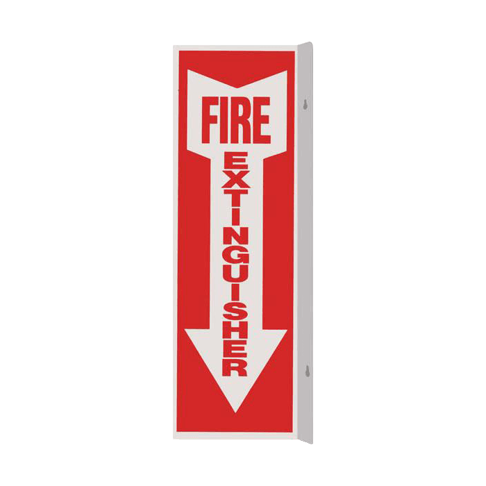 Rigid Plastic 90� Angle Signs - ?Fire Extinguisher" Arrow PWM108/PWM109/PWM114 RS Steel