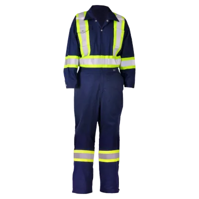 Polyester/Cotton Coverall 65/35 - 4" Vi-brance Tape - 18" Boot Zipper - Navy VC20N Viking