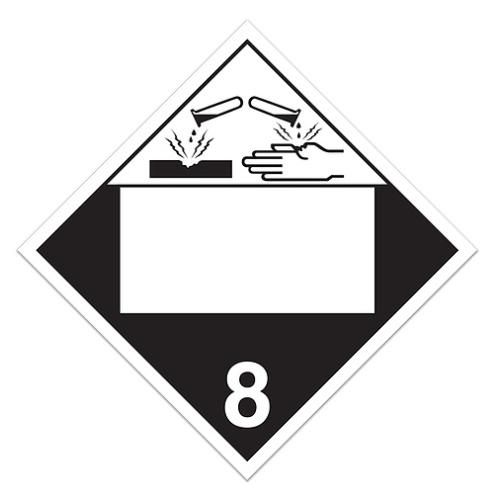 10.75" ? 10.75" Class 8 Worded Placard "Corrosive" Sign (Pack of 100 pcs) TA800PIN INCOM