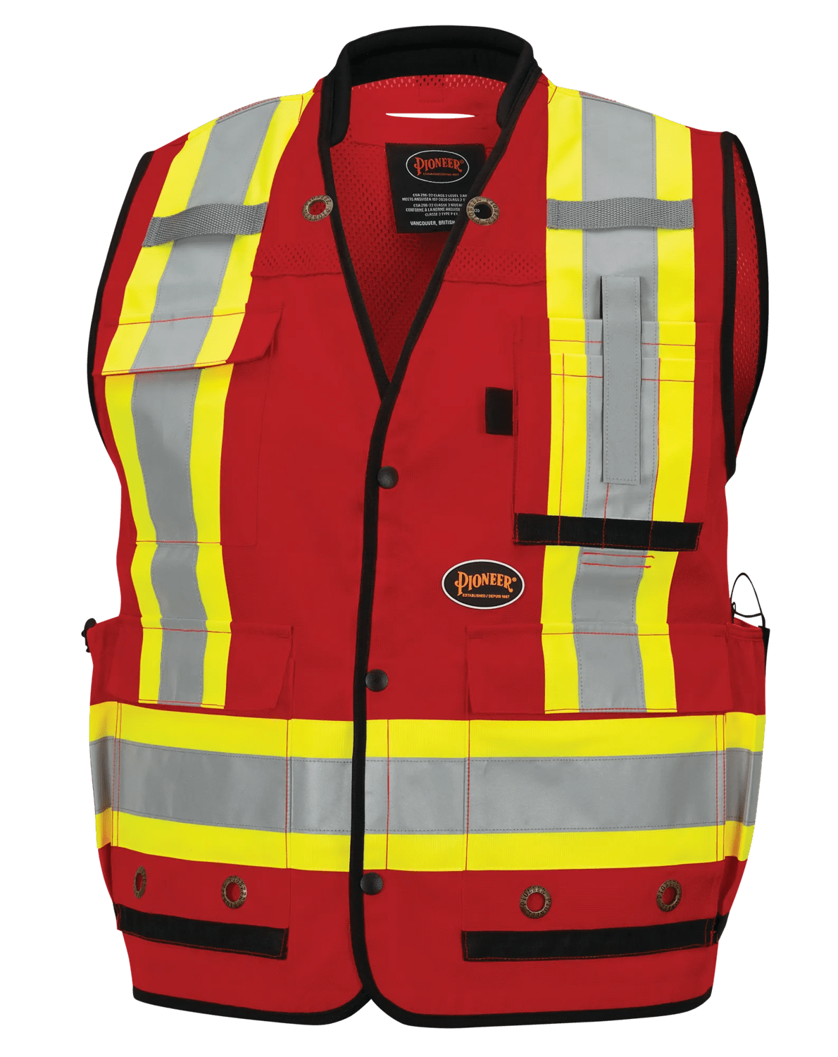 Hi-Vis Antimicrobial Mesh-Back Surveyor Vest Pioneer-6678/6679/6680/6681/6682 Pioneer