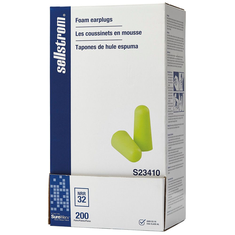 Sellstrom Disposable Ear Plugs - Bullet Shape - Uncorded - 200 Pairs S23410 Sellstrom