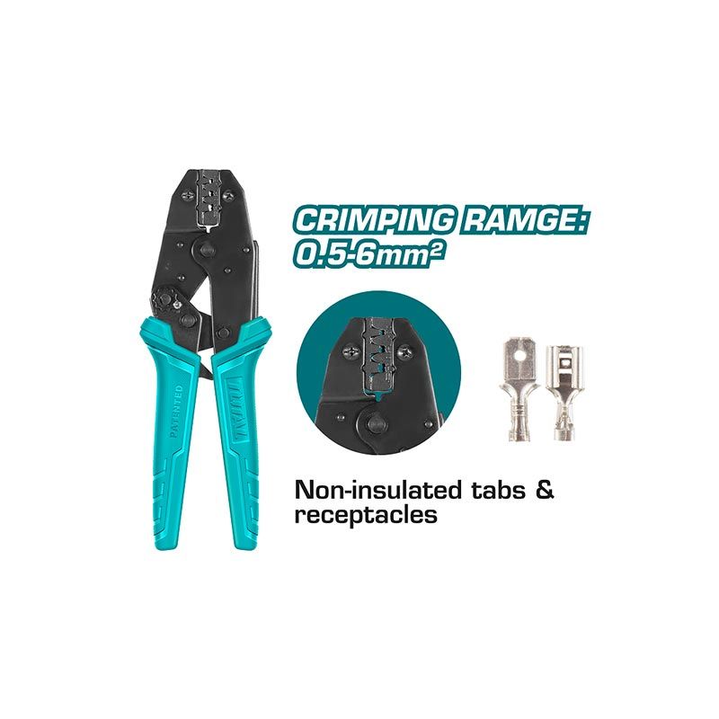 Ratchet Crimping Plier (0.5-6mm�) For Non-Insulated THCPC0506 Total Tools Canada