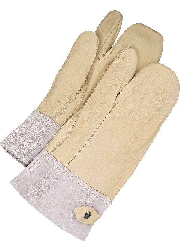 Premium Grain Leather 1 Finger Chainsaw Mitt w/Snap Gauntlet - Pack of 12