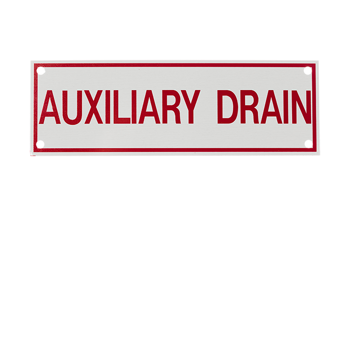 Aluminum Signs - Auxiliary Drain - 6" x 2" A225 RS Steel