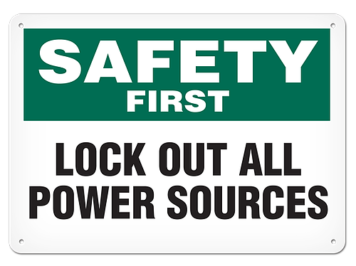 OSHA Safety Sign | Safety Lock Out All  | INCOM SS5025V, SS5025A, SS5025P, SC5025V, SC5025A, SC5025…