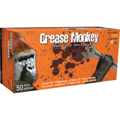 Grease Monkey Gloves Latex (Box of 50) | 15-mil Thickness | Watson 5553PF Watson