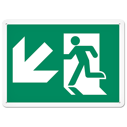 Fire Signs - Running Man Sign | Exit Down Left DFS122V/DFS122VG/DFS122P/DFS122PG INCOM