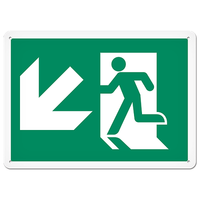 Fire Signs - Running Man Sign | Exit Down Left DFS122V/DFS122VG/DFS122P/DFS122PG INCOM