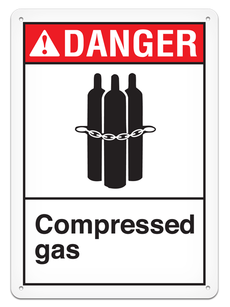 DANGER - Compressed Gas Safety Sign ANS1008 INCOM