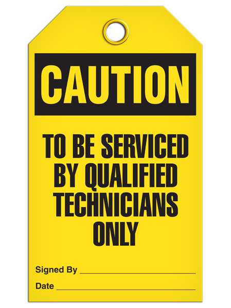 Caution To Be Serviced By Qualified Technicians Only Tag   | Pack of 25 | Inco TG3037 INCOM