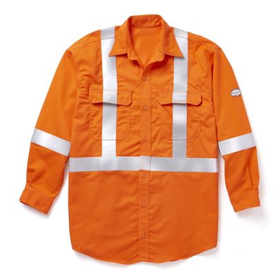 FR Hi Vis Orange Uniform Shirt with 2" Silver CSA Trim FR6505OH Rasco FR