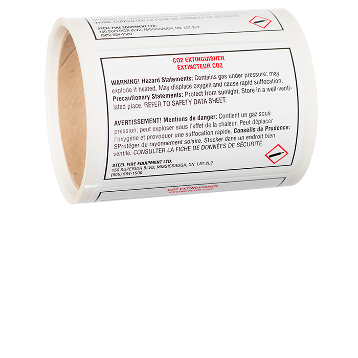 WHMIS Label - CO2 Blank Label - SDS Format WLCO2 RS Steel
