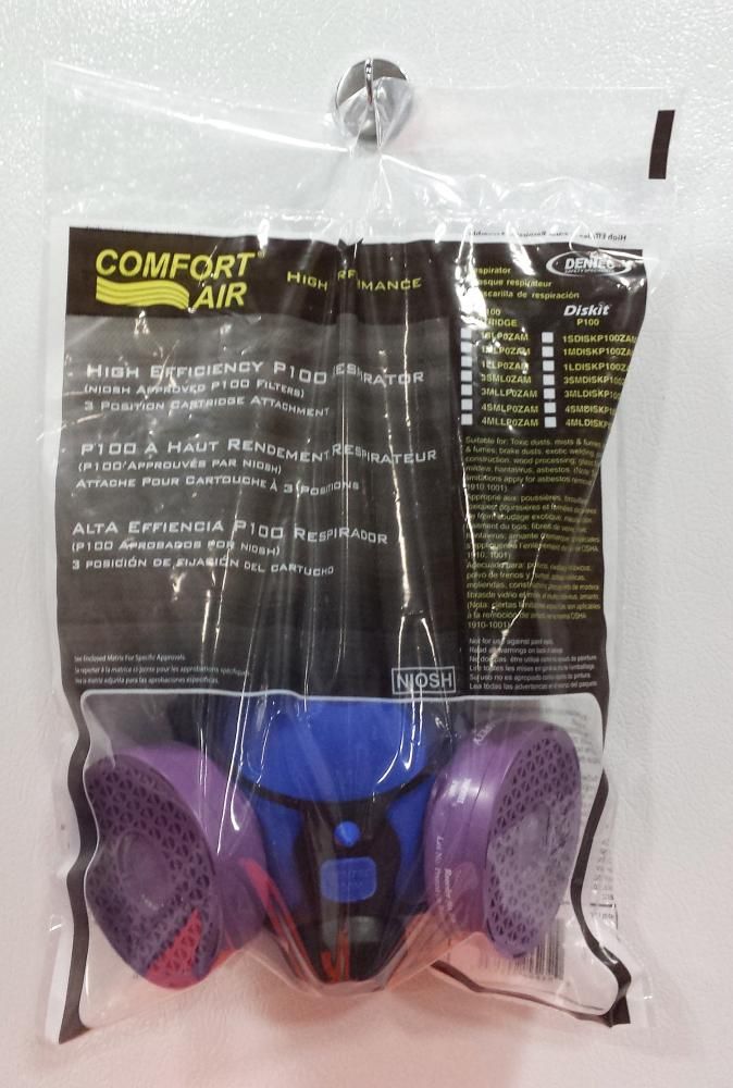 Comfort-Air 100 Silicone Rubber Half Mask with High Efficiency P100 Complete - Display Bag 15R1SLPO…