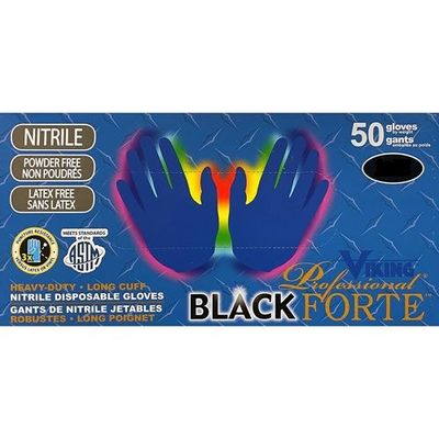 Viking Phatalate-free Black Stretch Vinyl  Disposable Gloves 100Ct | 8 mil Thickness 34206 Viking
