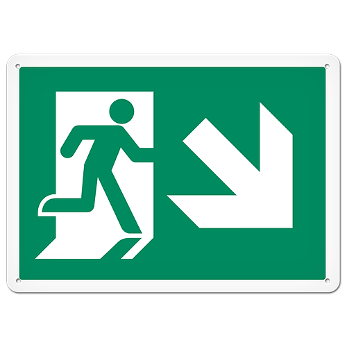 Fire Signs - Running Man Sign | Exit Down Right DFS123V/DFS123VG/DFS123P/DFS123PG INCOM