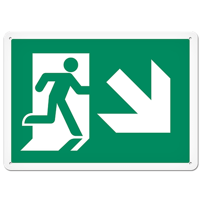 Fire Signs - Running Man Sign | Exit Down Right DFS123V/DFS123VG/DFS123P/DFS123PG INCOM