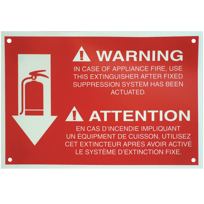 K-Class "Fire Extinguisher" Arrow, Bilingual, 8" x 12" RP189 RS Steel
