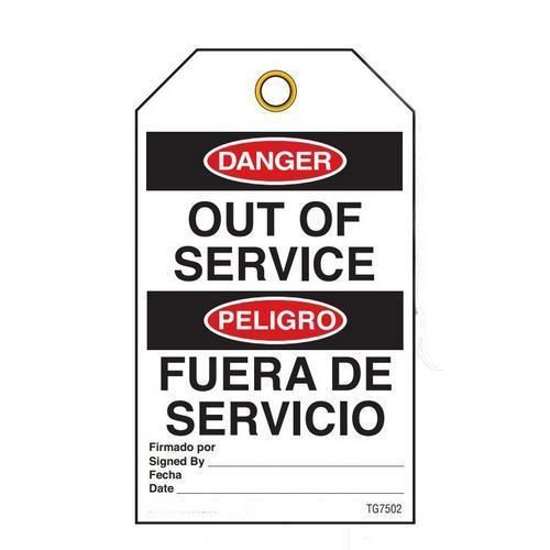 Danger "Out of Service" Bilingual E/S Tag - 25/pkg TG7502 INCOM