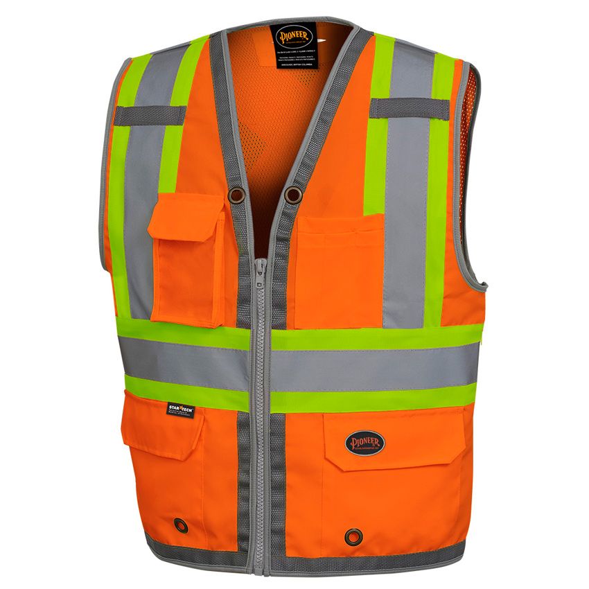 Hi-Vis Mesh Back Zip Surveyor Safety Vest | Pioneer 6672/6673 Pioneer