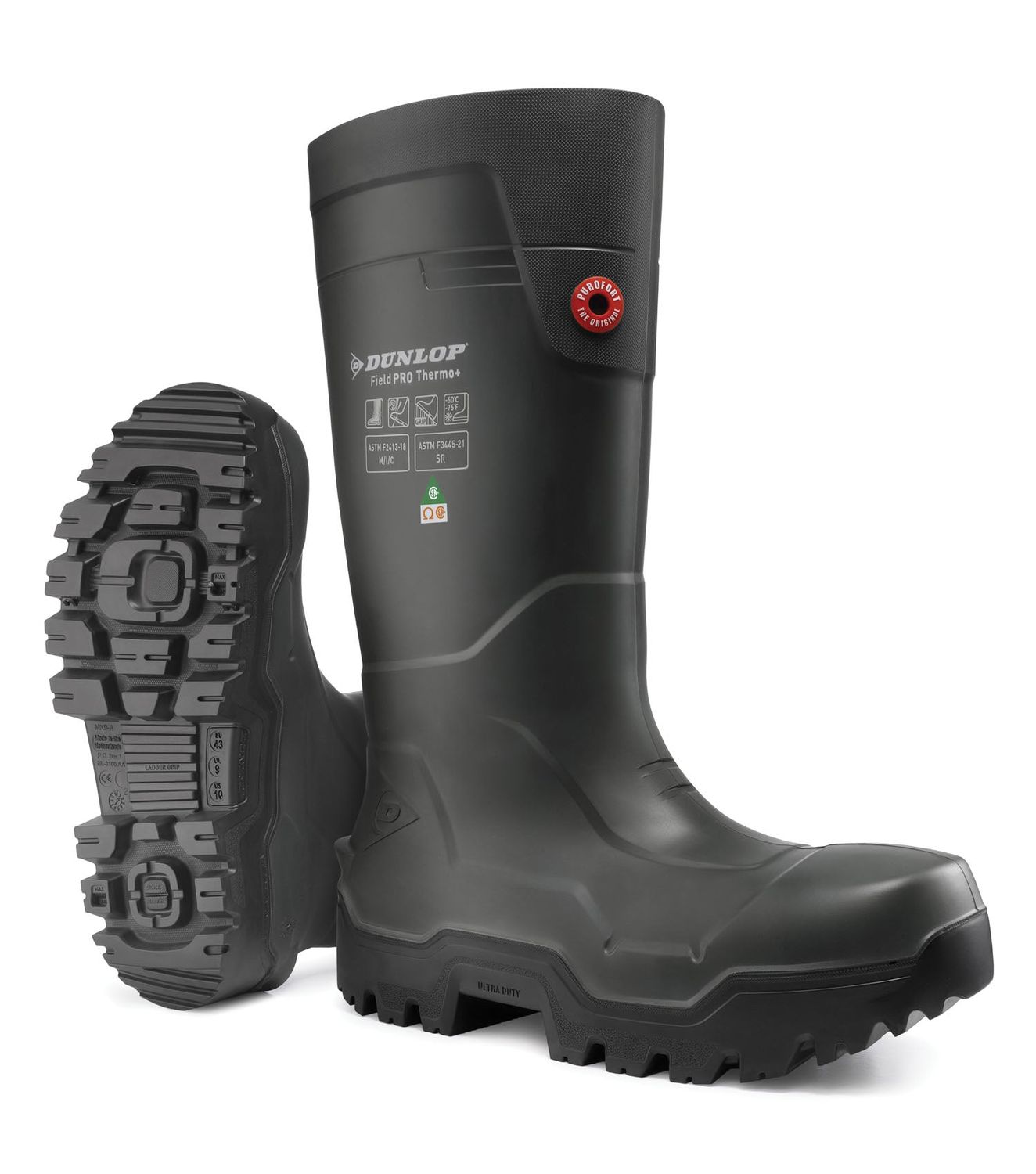 FieldPRO Thermo+ Full Safety, Black | 15" Insulated PU Work Boots DLPLHD0-11 Dunlop