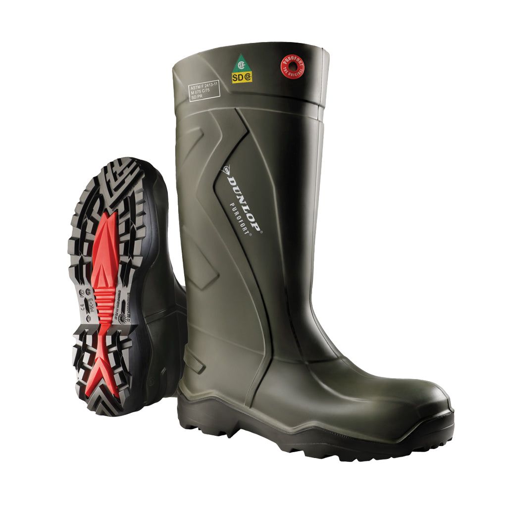 Purofort+ Full Safety Green 15'' Insulated PU SD Work Boots D762943-15 Dunlop