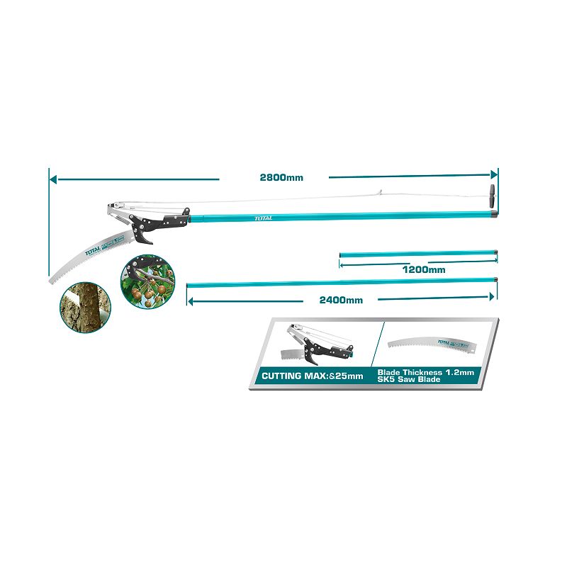 Extendable Pole Saw &amp; Pruner THEPS25281 Total Tools Canada