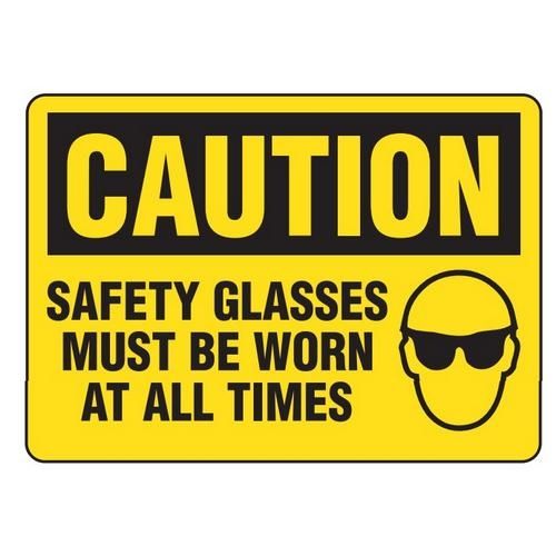 OSHA Safety Sign | Caution GlassAll Times | INCOM SS2075 INCOM