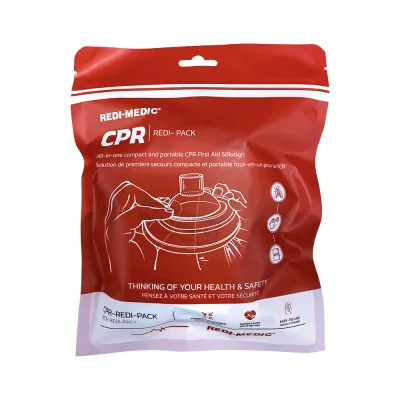 Pocket Mask with O2 - Head Strap and One-Way Valve /Bag and 1/Pair Gloves F5004501 Redi-Medic