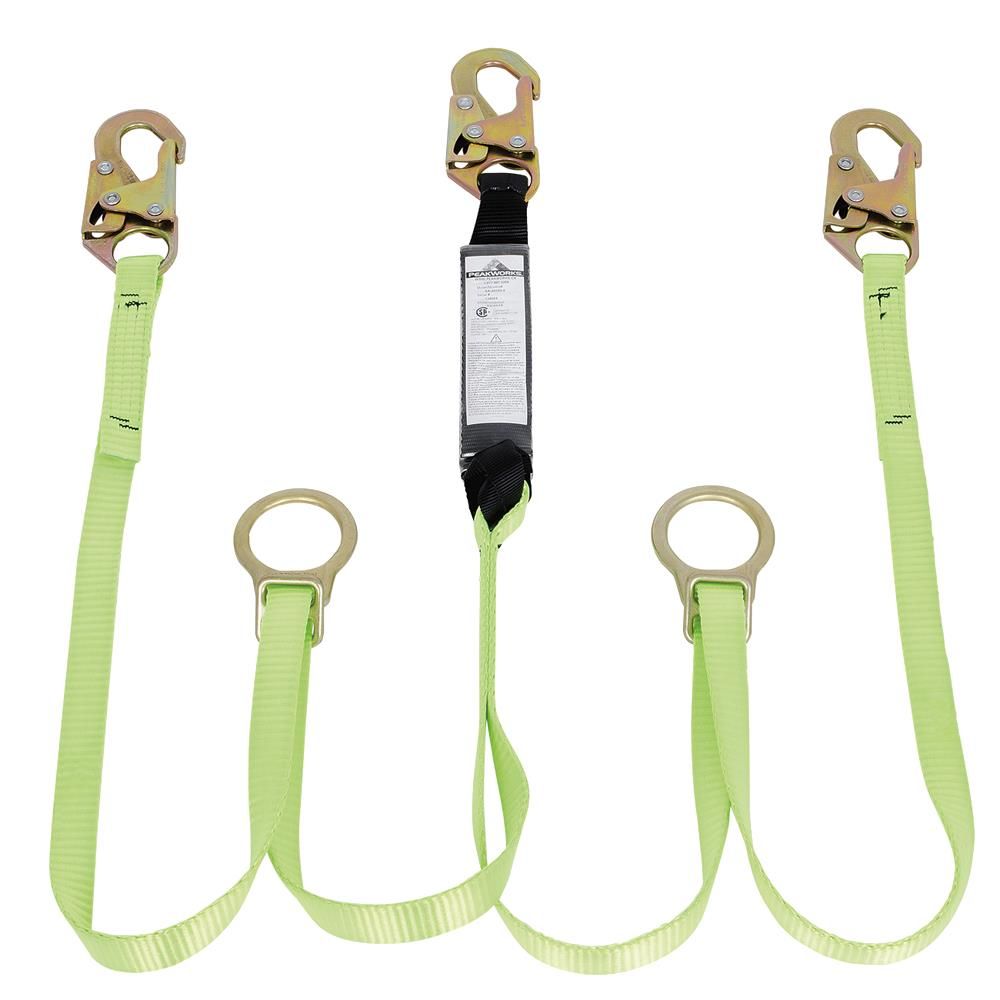 Shock Absorbing Lanyard - SP - Twin Leg - Snap Hooks &amp; Tie Backs - 6' (1.8 M) - 110 - 220 Lb Capaci?