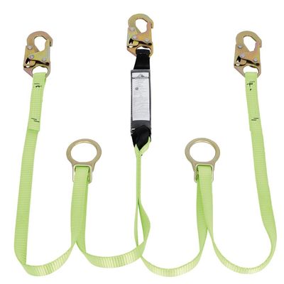 Shock Absorbing Lanyard - SP - Twin Leg - Snap Hooks &amp; Tie Backs - 6' (1.8 M) - 110 - 220 Lb Capaci?