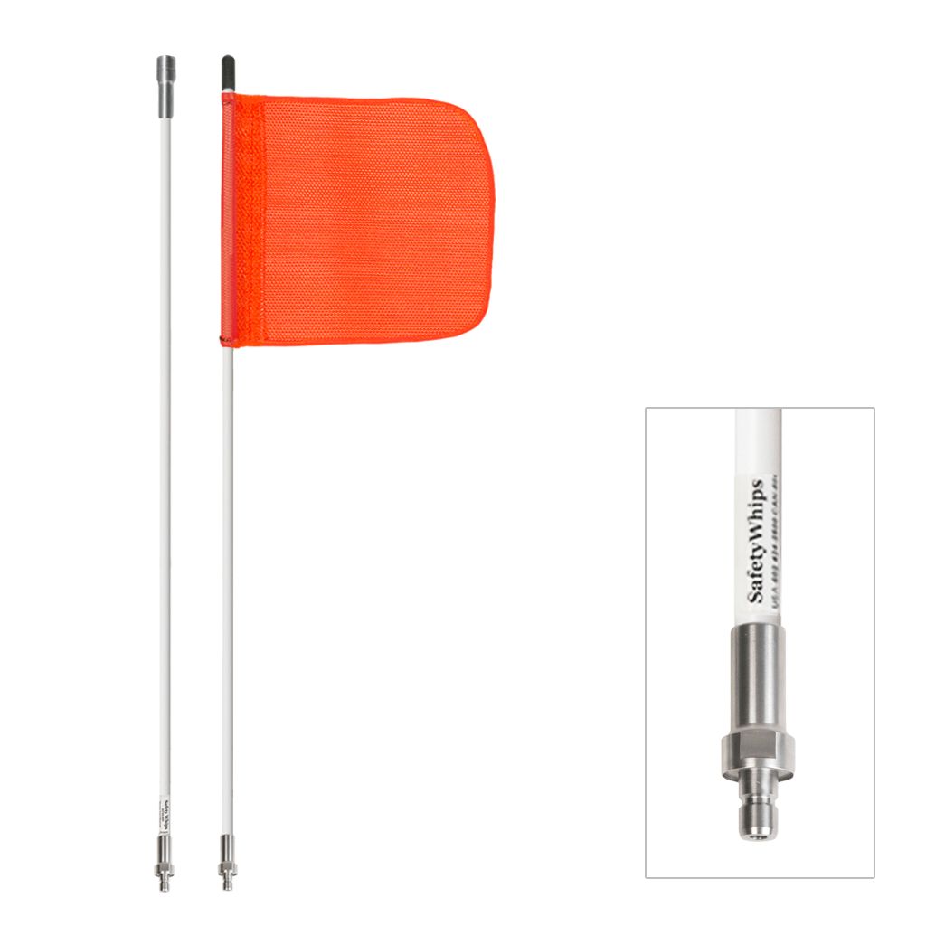 2 Piece (Breakdown), Non-powered, Quick Disconnect, Heavy Duty Whip with 11.5"x11.5" Orange Flag SW�