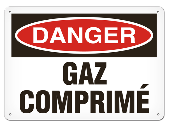 OSHA Safety Sign | Danger Gaz Comprime  | INCOM SSF1133V, SSF1133A, SSF1133P, SCF1133V, SCF1133A, S…