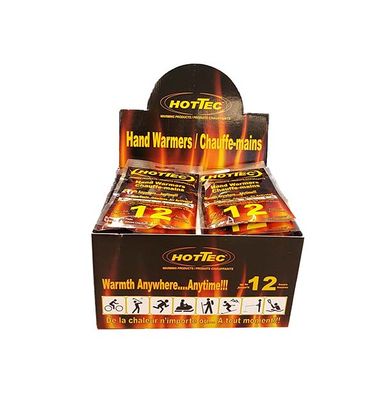 Hottec 12 Hour Hand Warmers - Display Box - 1 Pair Per Pack - 40 Pair/Box