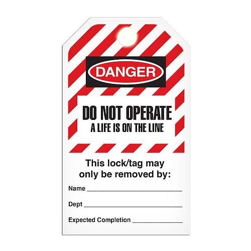 Lockout "Do Not Operate a Life..." Striped Tag - 25/pkg