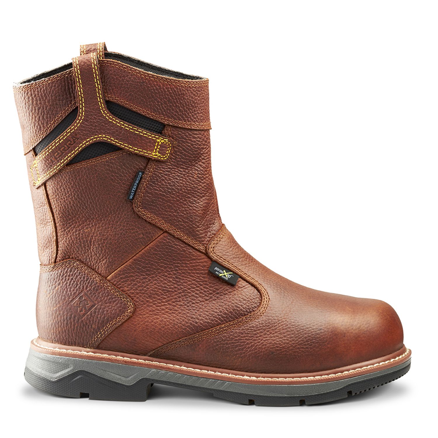 Men's Patton Wellington Waterproof Pull-On  Boot Int Met Guard | TERRA TR0A4TCCBRN Terra