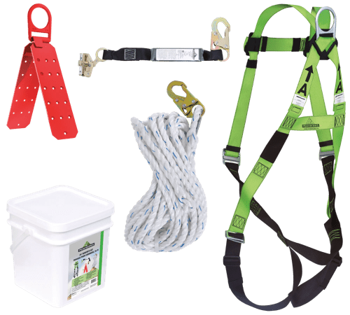 Contractor Roofer's Kit - Reusable Bracket - Integral ADP Rope Grab - 2' (0.6 m) SP Lanyard - 25' (…