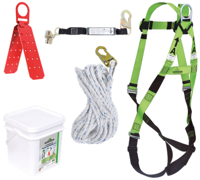 Contractor Roofer's Kit - Reusable Bracket - Integral ADP Rope Grab - 2' (0.6 m) SP Lanyard - 25' (…