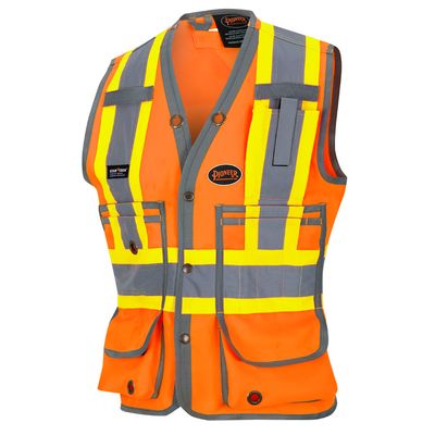 Women's Surveyor's Safety Vest - 150D Poly Twill - Snap Closure 6692W/6693W Pioneer