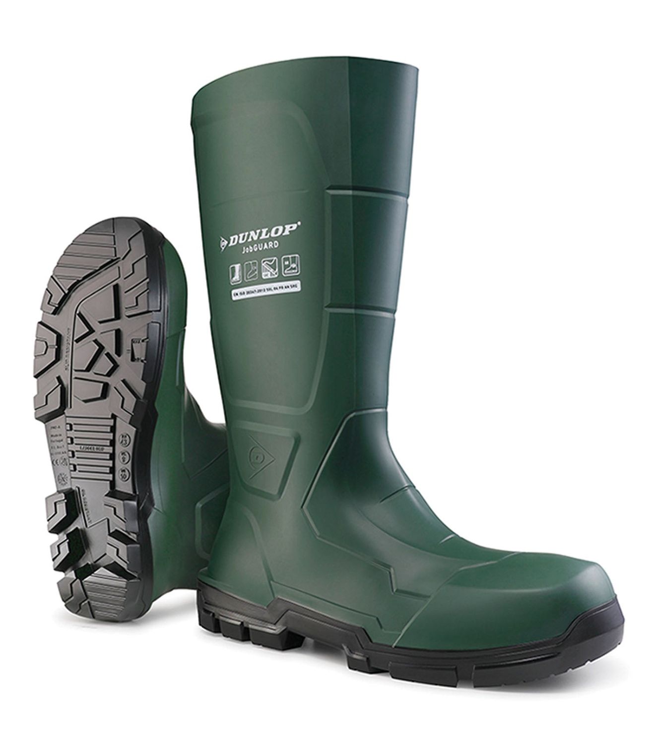 Jobguard Soft Toe, Green | Heavy Duty Waterproof PVC Rain Boots DNA0KL01-5 Dunlop