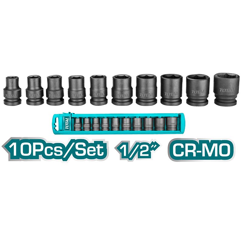 10 Pcs 1/2" DR. Impact Socket Set THISTD12101 Total Tools Canada