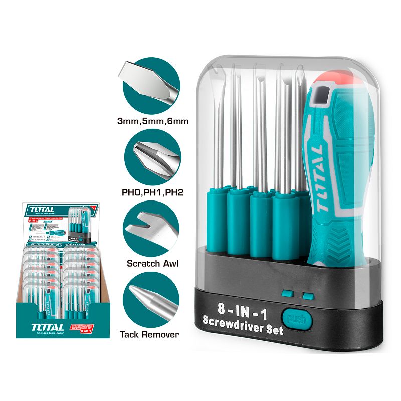 9 Pcs Interchangeable Screwdriver Set THT250906 Total Tools Canada