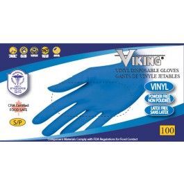 Viking Phthalate-free Blue Vinyl Disposable  Gloves 100Ct | 4.5 mil Thickness 01364-01367 Viking
