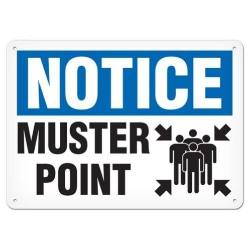 OSHA Safety Sign | Notice Muster Point  | INCOM SS4028V, SS4028A, SS4028P, SC4028V, SC4028A, SC4028…