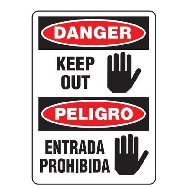 Bilingual Danger "Keep Out" Safety Sign - 10" x 14" SS6501 INCOM