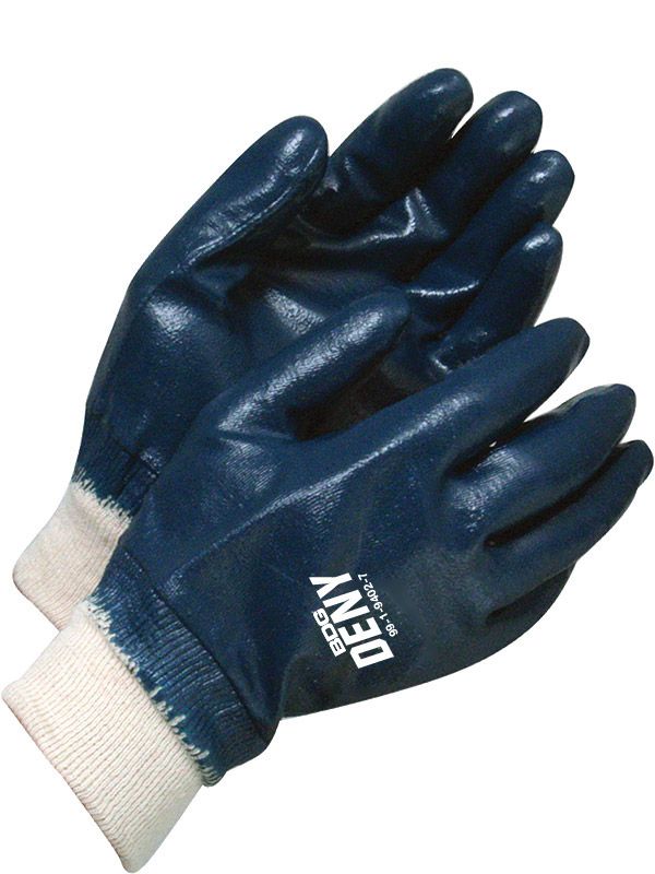 Coated Nitrile Blue Knitwrist Fully Coated | Pack of 12 99-1-9402 Bob Dale Gloves
