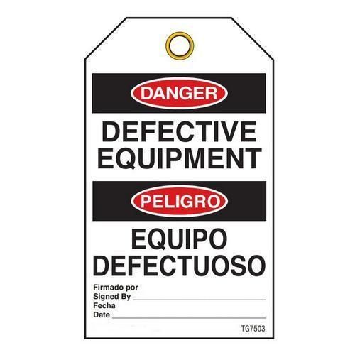 Danger "Defective Equipment" Bilingual E/S Tag - 25/pkg TG7503 INCOM