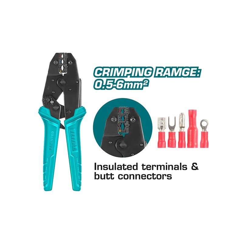 Ratchet Crimping Plier (0.5-6mm�) For Insulated THCPJ0506 Total Tools Canada