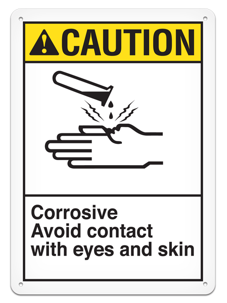 CAUTION - Corrosive Avoid Contact With Eyes And Skin - 10"x14" ANS3002 INCOM